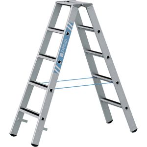 Zarges Stehleiter R13step B, 41553, beidseitig begehbar, aus eloxiertem Aluminium, bis 150kg, mit 2 x 5 R13-Stufen