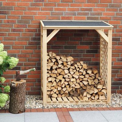 Kaminholzregal PROMADINO "Speyer", beige (natur), B:119,5cm H:148cm T:68cm, Holzwerkstoff, Kaminholzlager, Kaminholzregal