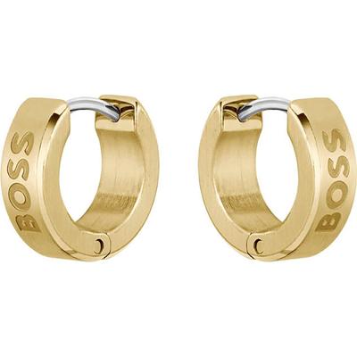 Paar Creolen BOSS "ODELL", gelb (gelbgoldfarben, edelstahlfarben), Ohrringe, Herren, 12mm, Edelstahl