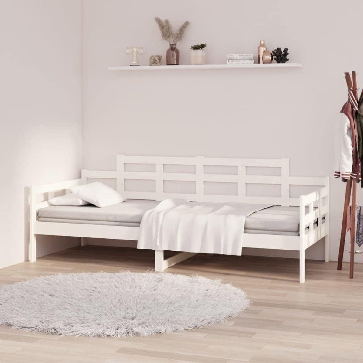 Houten dagbed als logeerbed en bank van massief grenenhout, Wit, 80 x 200 cm