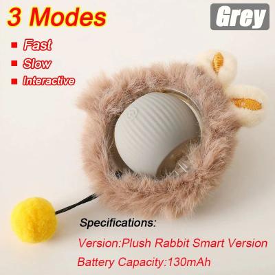 Uplift Essentials Smart Interactive Rolling Ball Toy For Cats Rechargeable Faux Tail Electric Mouse Imitation Pet Training Toy plush 3 Modes Grey