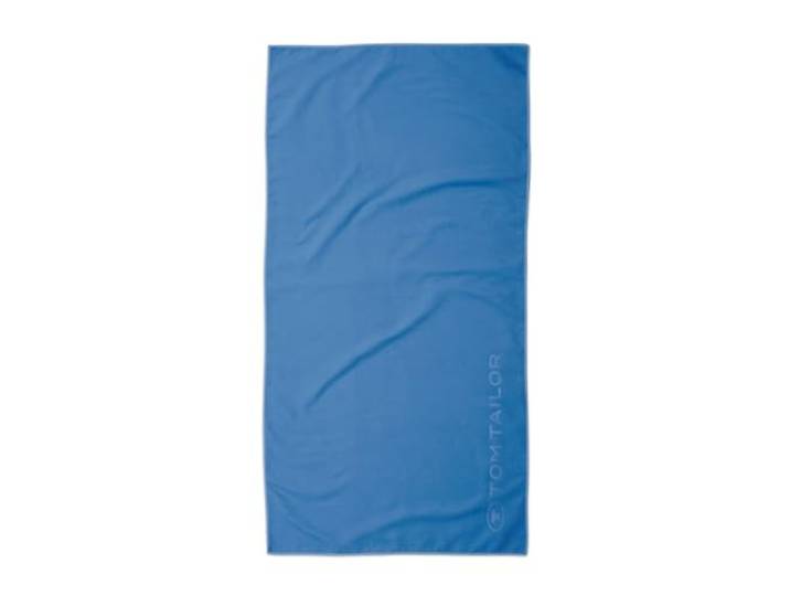 TOM TAILOR Serviette de Fitness\, 50x100 cm\, 80% polyester\, 20% polyamide/ microfibre\, avec fine couture en chaîne et logo en relief\, SPORTS TOWEL Bleu (Cool Blue)