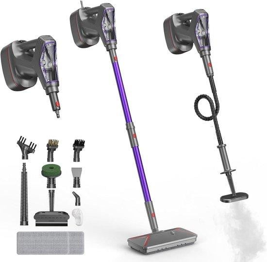 Tdyon Stoomreiniger met 29 accessoires, 1500 Watt, Paars Grijs