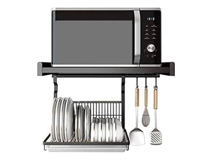 CVdrtyED Mikrowellenregal Wandmontiertes Mikrowellenregal, Aluminium-Küchenthekenregal Und Organizer Mit Schüssel-Trockengestell Küchenregal Stehend