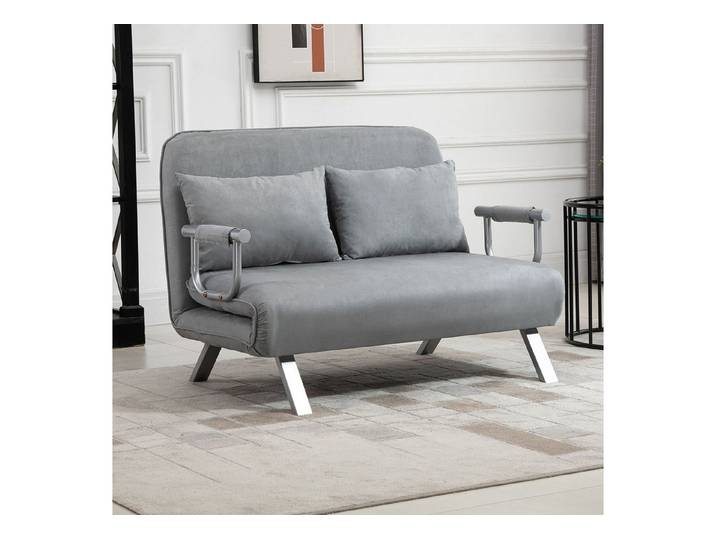 HOMCOM Schlafsofa 3 in 1 Schlafsessel, klappbar, mit Bettfunktion, Kissen, Hellgrau, Schlafsessel 1 Teile, für Wohnzimmer, Schlafzimmer, Hellgrau