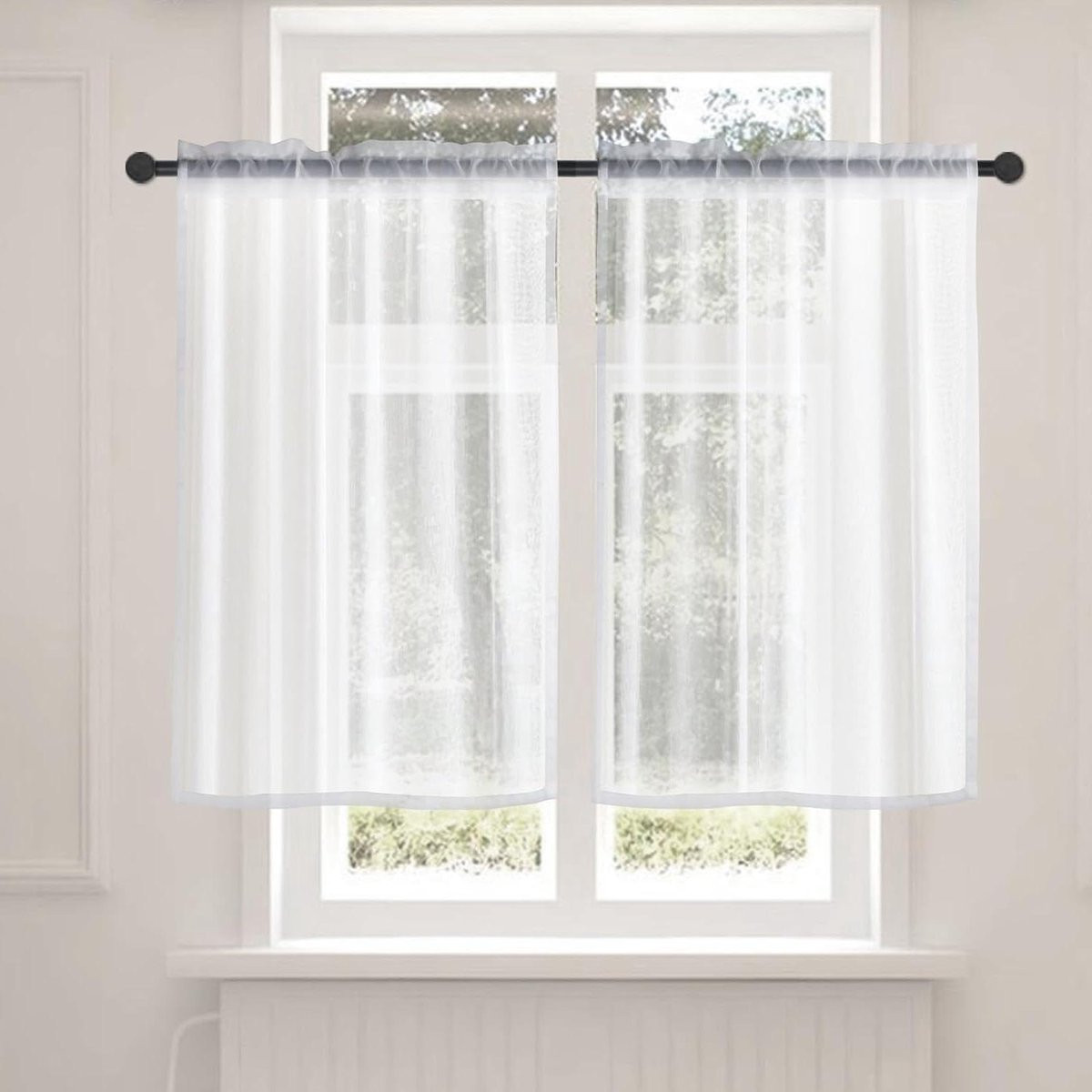 Wit Bistrogordijn Voile - Halftransparant Vitrage Gordijn voor Privacy - 635 x 915 cm