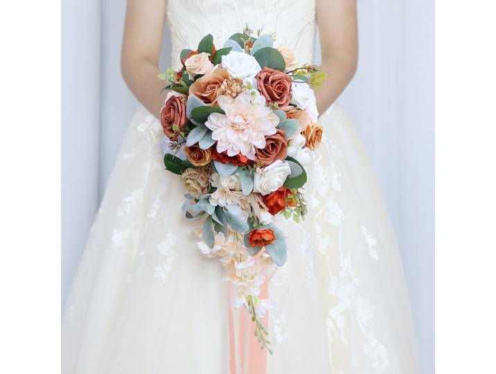 Bouquet de mariée en soie champagne, forme goutte d'eau, pour mariage en extérieur ou fête, accessoires de mariage