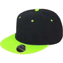 Result Unisex 6-Panel Kontrast Flat Peak Kappe Flache Cap RC082X black/lime one size