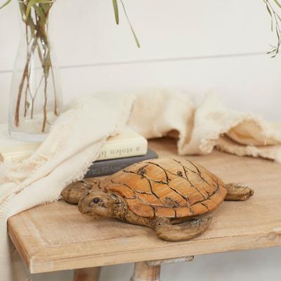 ARCILLA ELEMENTAL Brown Polystone Turtle Decorative Sculpture - 11 x 9 x 3