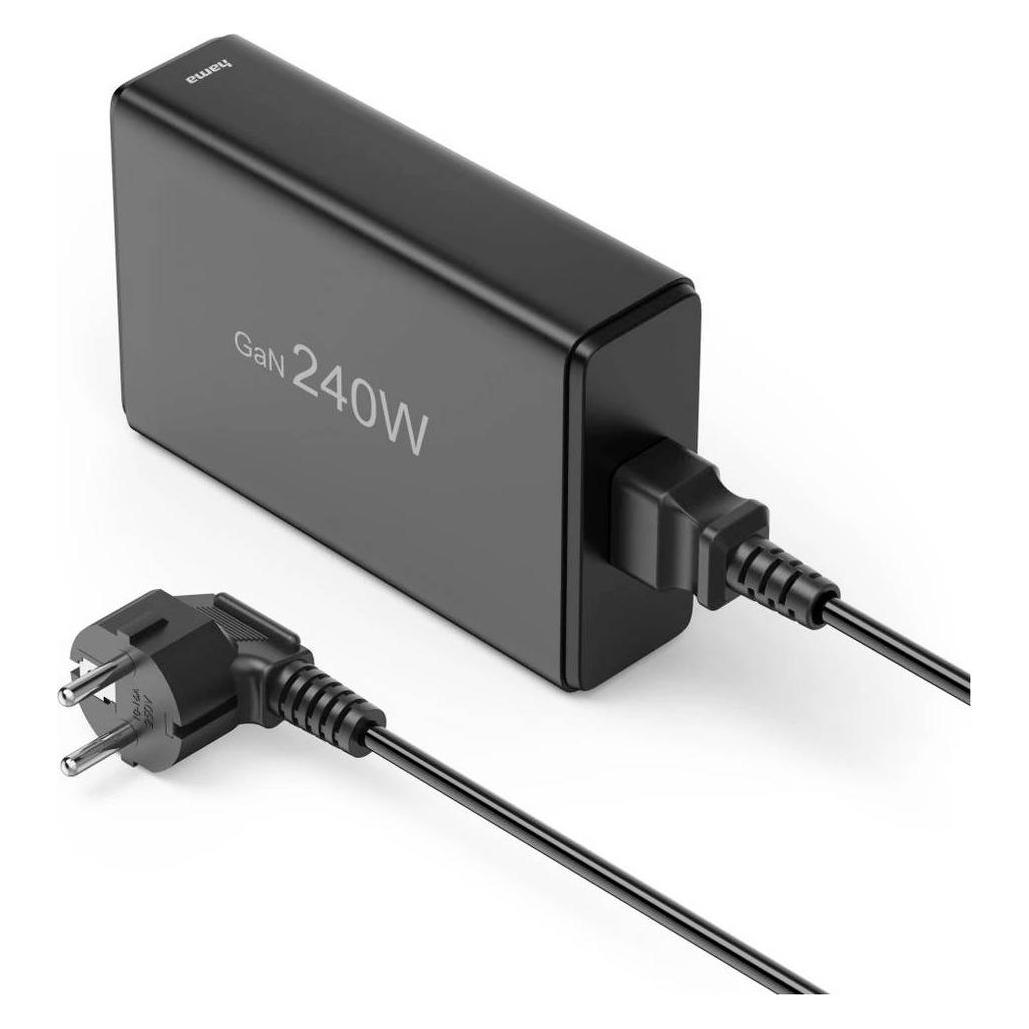 Hama Ladestation 5 Ports, GaN, Schnellladegerät, 4xUSB-C, 1xUSB-A, PD, 240 W, SW (240 W, 5 Ports) (00201977)