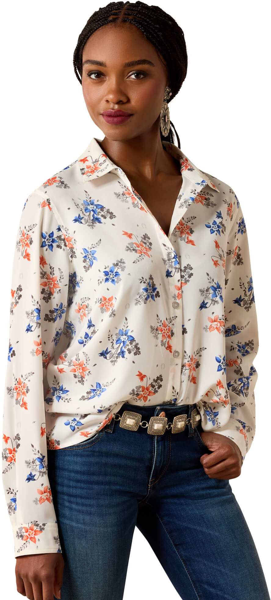Women's Homestyle Shirt in Horseshoe Print, Size: Small by Ariat