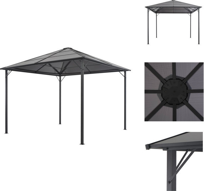 vidaXL Tuinpaviljoen met aluminium dak, zwart, 3 x 3 meter