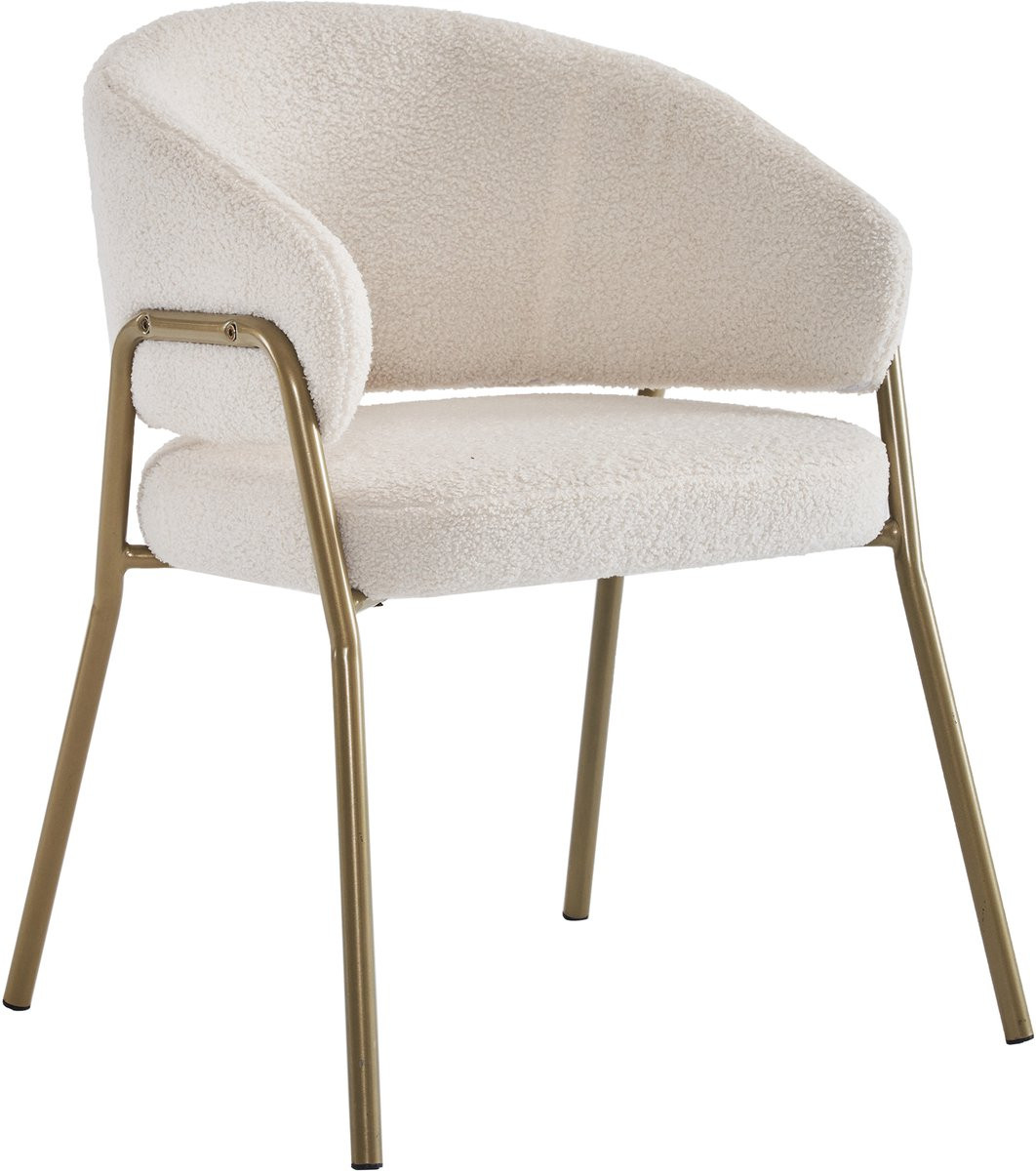 Rolipo Eetkamerstoel – Wit Velours – Gouden Poten – Luxe Design