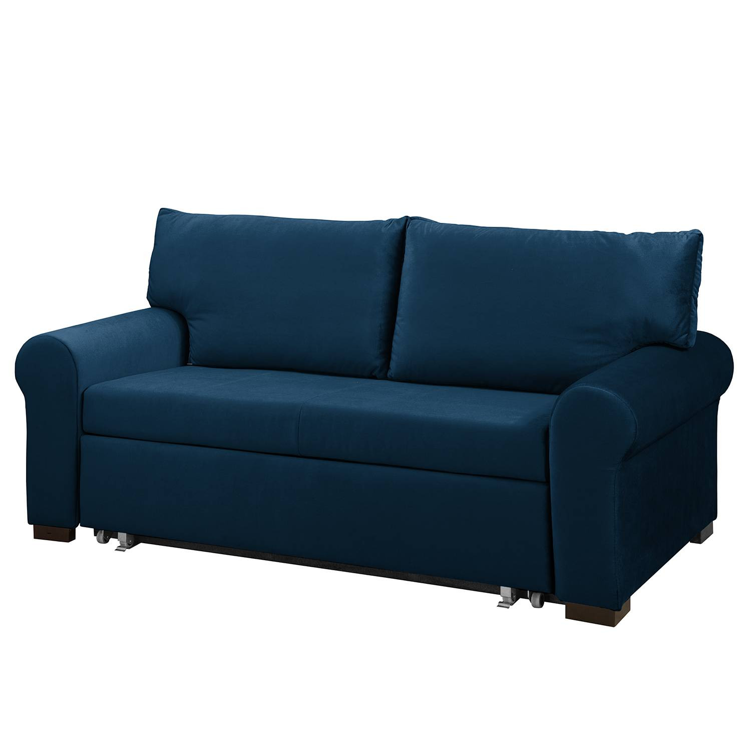 home24 Krysia Slaapbank Country Deluxe blauw/marineblauw velours met slaapfunctie