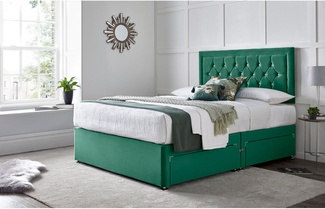 Wade Logan Fly Princess Divan Bed with 24" Headboard on Struts Green Kingsize (5')