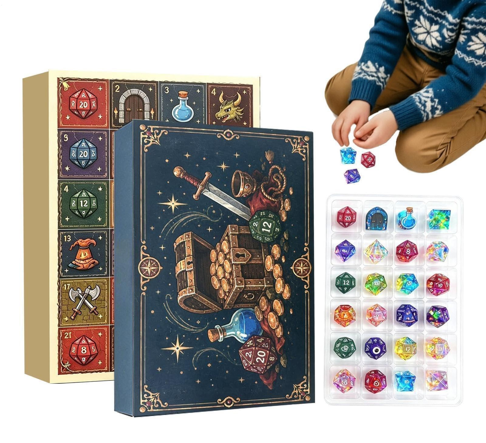 Advent Dobbelsteenkalender voor Kerstmis, 24 Dagen Aftellen