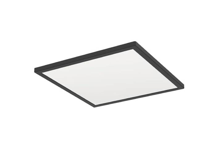 Eglo Plafonnier LED en saillie Rovito\, lampe de plafond carrée\, éclairage pour salle de bains en plastique noir et blanc\, blanc chaud - blanc froid\, IP44\, 39x39 cm