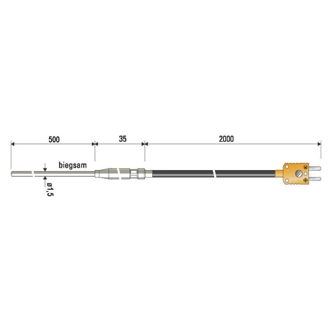 B+B Thermo-Technik B & Technik Tauchfühler 100 bis +1000 °C Fühler Typ K (06251189-41)