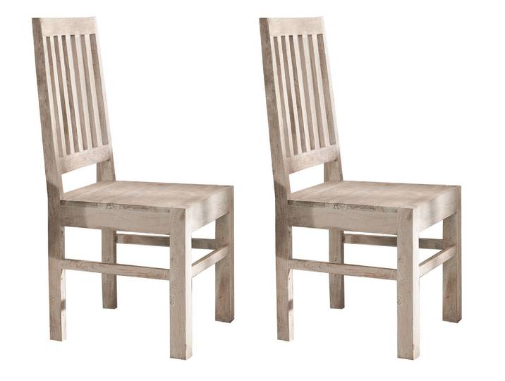 Stuhl Akazie 45x45x100 weiß getüncht NATURE WHITE #121 - 2er Set