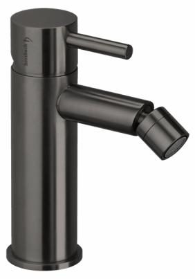 Herzbach DESIGN iX PVD Bidet-Einlochbatterie mit Ablauf Black Steel
