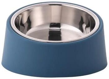 Uplift Essentials Professional Angled Stainless Steel Anti Tip Pet Bowl blue