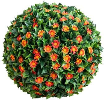 Nearly Natural 15-in UV Resistant Flowering Daisy Boxwood Ball (Indoor/Outdoor)