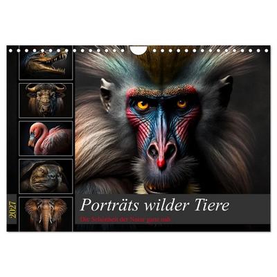Porträts wilder Tiere (Wandkalender 2027 DIN A4 quer), CALVENDO Monatskalender