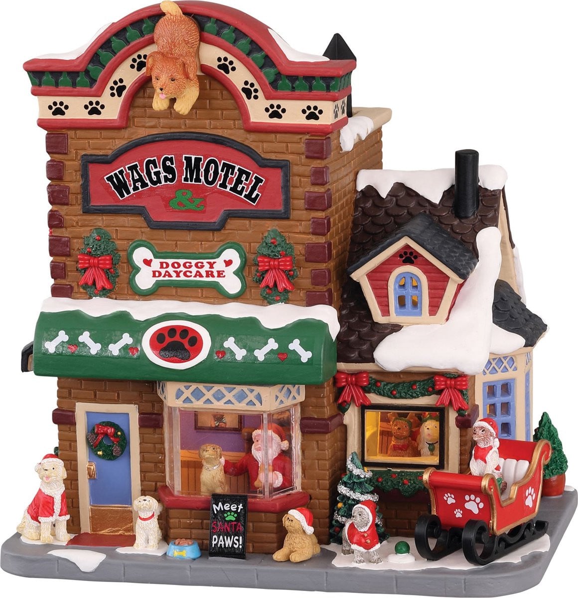 Lemax Kerstdorp Meet Santa Paws Verlicht Gebouw