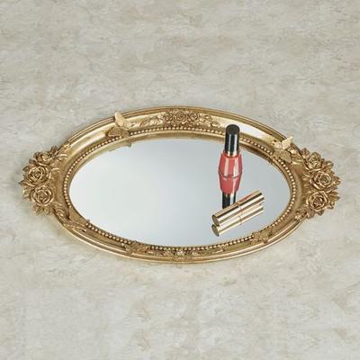 Touch of Class Butterfly in Roses Mirrored Vanity Tray Venetian Gold , Venetian Gold