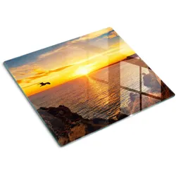 GLASPLATTE 60x52 cm Sonnenuntergang über dem Meer