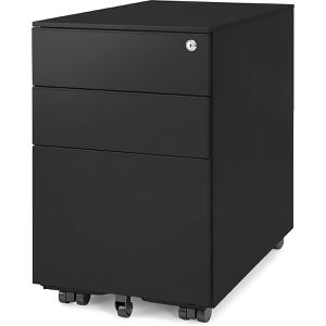 Ergotopia Rollcontainer RGOCON-S, aus Metall, schwarz, mit 2 Schüben und Hängeregistratur, abschließbar