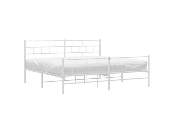 KTHLBRH Bettgestell aus Metall, weiß, 193 x 203 cm Lackierter Stahl, Latten inklusive, Stauraum unter dem Bett 26 cm, robuste Konstruktion