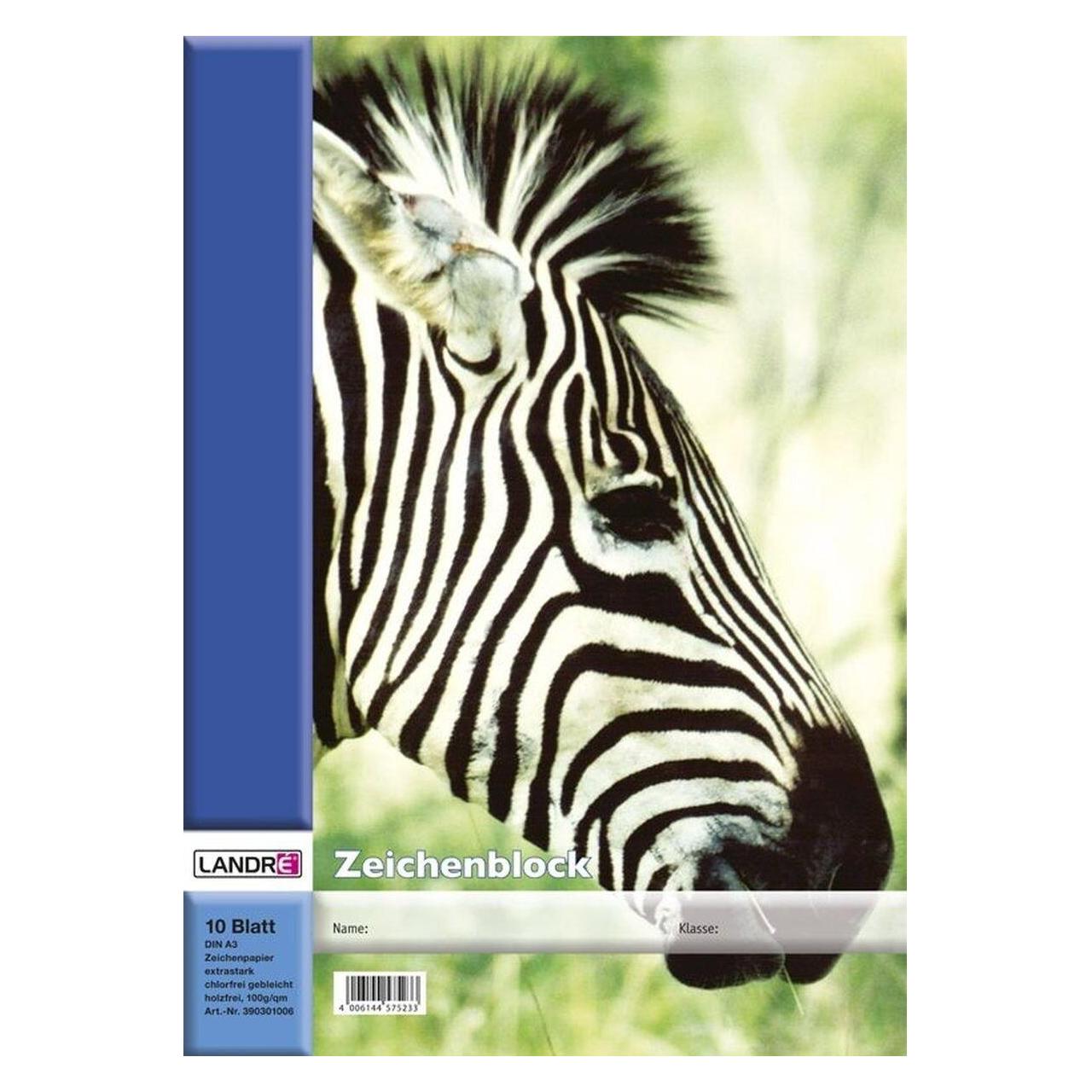 Landré Zeichenblock 100g A3 10BL 4 Motive weiss (A3, Blanko, Kein Einband) (100050430)