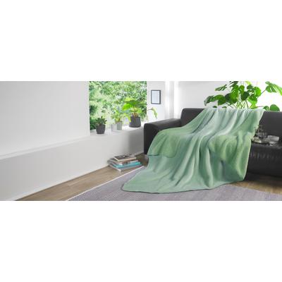 Wohndecke KINZLER "Demi Flausch", grün (salbei), B:150cm L:200cm, Polyester, Wohndecken, Wohndecke, Uni Farben, mit Wendefunktion, Kuscheldecke, 150x200 cm