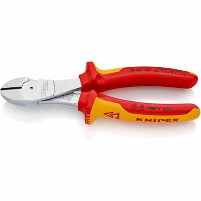 KNIPEX Seitenschneider, 180mm, Schutzisoliert 1000V, Isoliert, VDE geprüft, Kraftseitenschneider