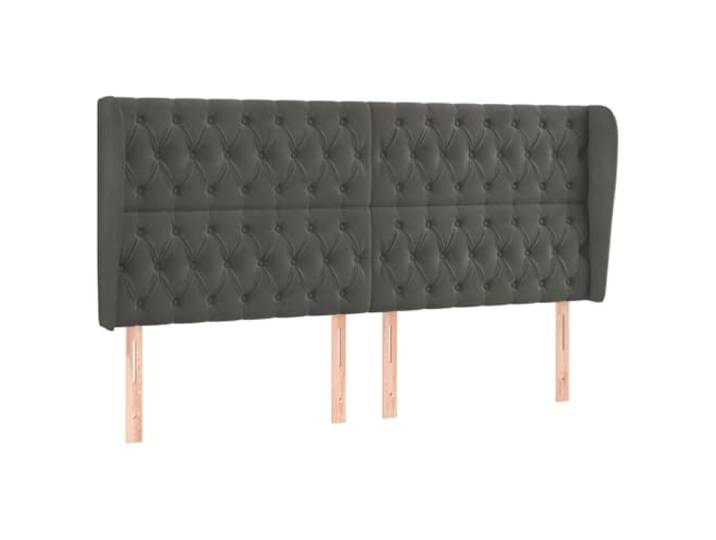 vidaXL Kopfteil mit Ohren Dunkelgrau 183x23x118/128 cm Samt