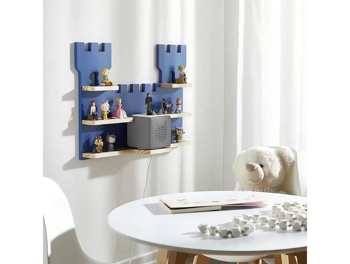 Étagère pour figurines audio CHÂTEAU 56 x 43 x 15cm Bleu/Beige/Pin