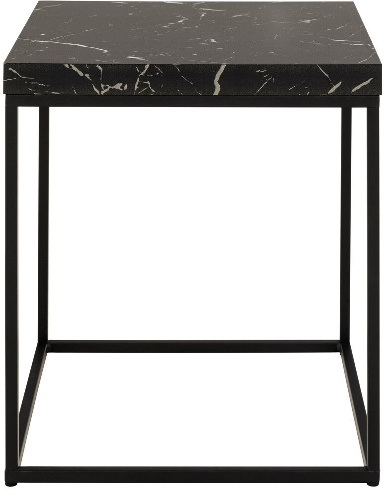 17 Stories Barossa Coffee Table with Top & Black Steel Base Black Marble 45cm H x 40cm L x 40cm W
