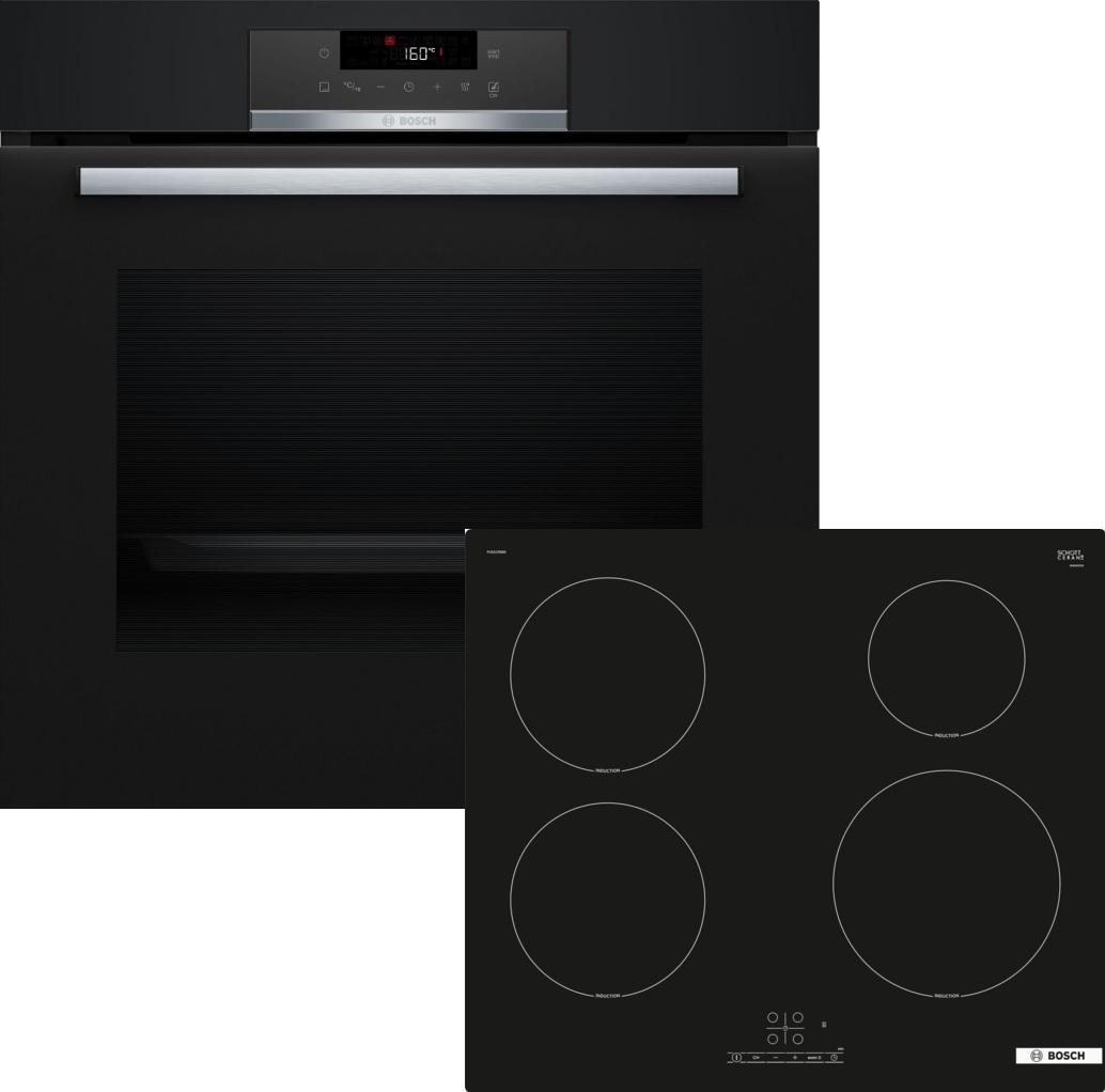 Bosch HBD274FB66 (HBA171BB3+PUE61RBB6E), Zonen-Induktionskochfeld, 4 Zone(n), Glaskeramik, Schwarz, Berührung, 59,2 cm