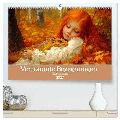 Verträumte Begegnungen - Kinderkalender (hochwertiger Premium Wandkalender 2027 DIN A2 quer), Kunstdruck in Hochglanz