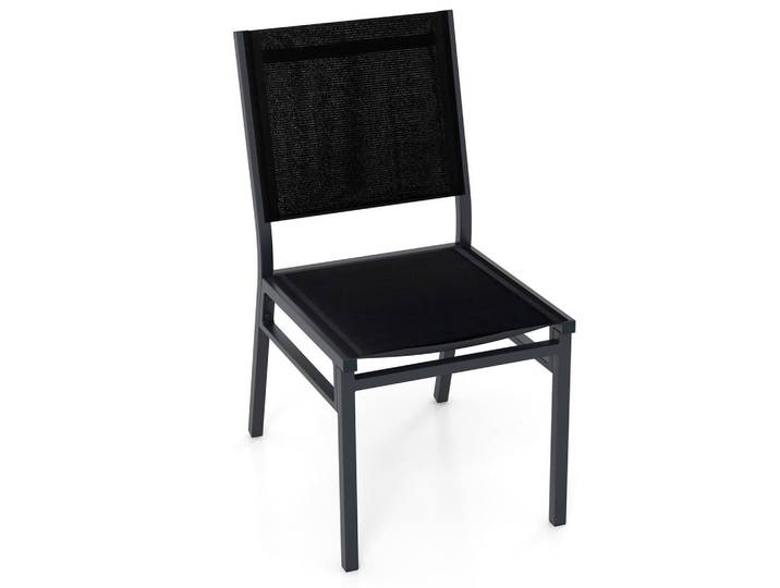Costway Terrassenstuhl Schwarz, Metall, 60x87x45 cm, Gartenmöbel, Gartensessel, Gartenstühle
