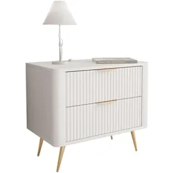 NACHTTISCH SCARLETT 2S MIT SCHUBLADEN BEIGE + GOLD