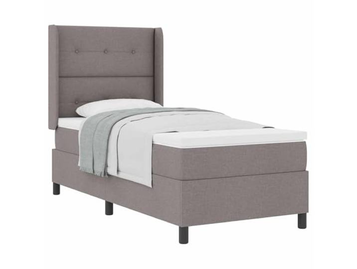 PUGYNBK Boxspringbett, 200 x 80 cm, Taupé, Stoff Verstellbares Kopfteil, mittlere Festigkeit, fester Lattenrost, Kiefer massiv, Polyester