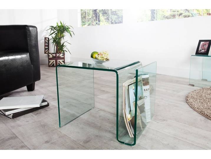 riess-ambiente Couchtisch FANTOME 50cm transparent, Wohnzimmer · eckig · Glas · mit Ablagefach