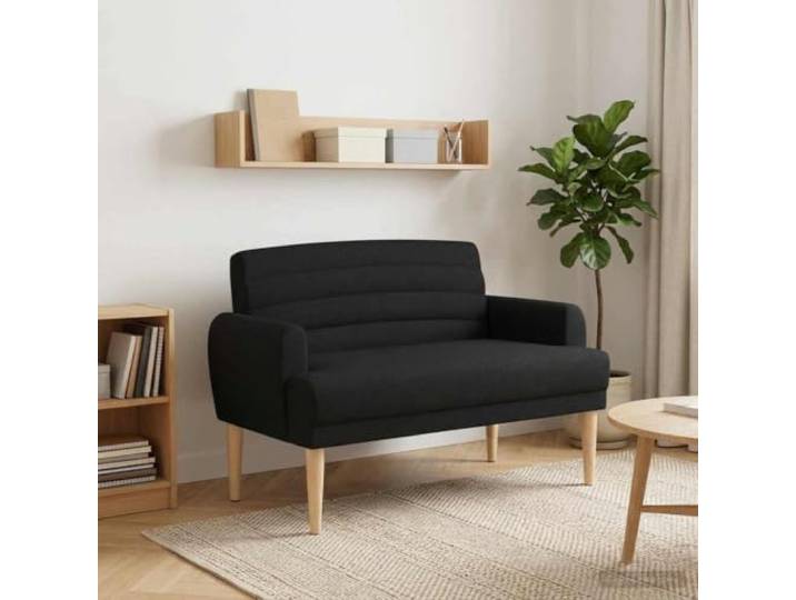 NLQMSU Love Seat Sofa, gepolstert, Schwarz, Velours Polyestersamt, abnehmbares Kissen, weicher Schaumstoff, Gummibaumholz, für den Innenbereich, Wohnzimmer, Schlafzimmer