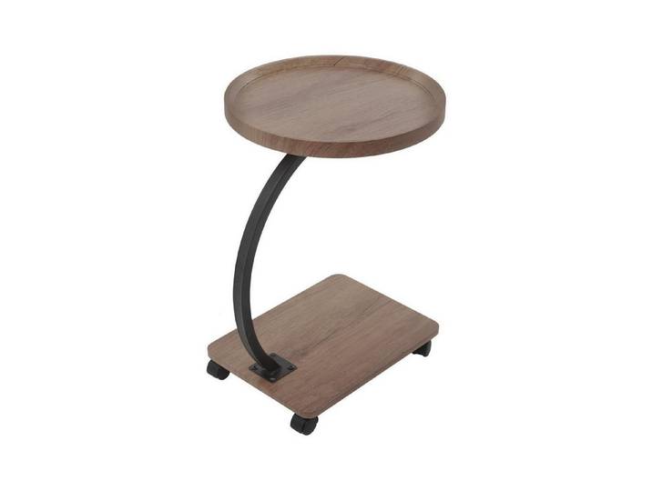 LuxusKollektion Beistelltisch C-Form Beistelltisch Walnuss 40cm rund (1-St)