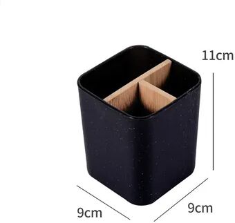 Inspire Daily Merch Bathroom Bamboo Toothbrush Stand Makeup Brush Holder Razor Toothpaste Storage Box Electric Toothbrush Stand black 3grid