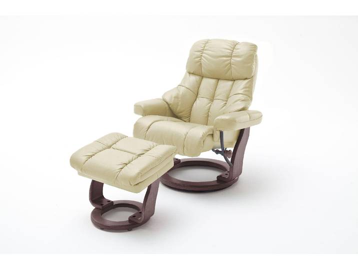 CALGARY XXL Relaxer 180 mit Hocker, Farbe:Creme/Walnussfarben