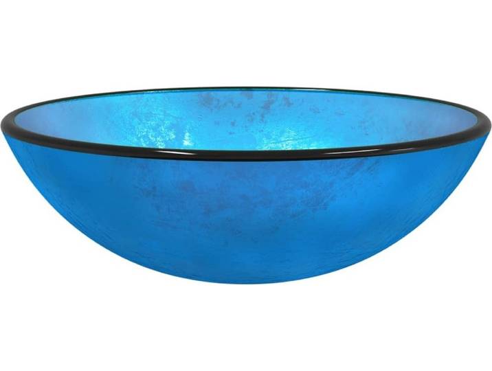 vidaXL Lavabo en verre trempé 42x14 cm bleu