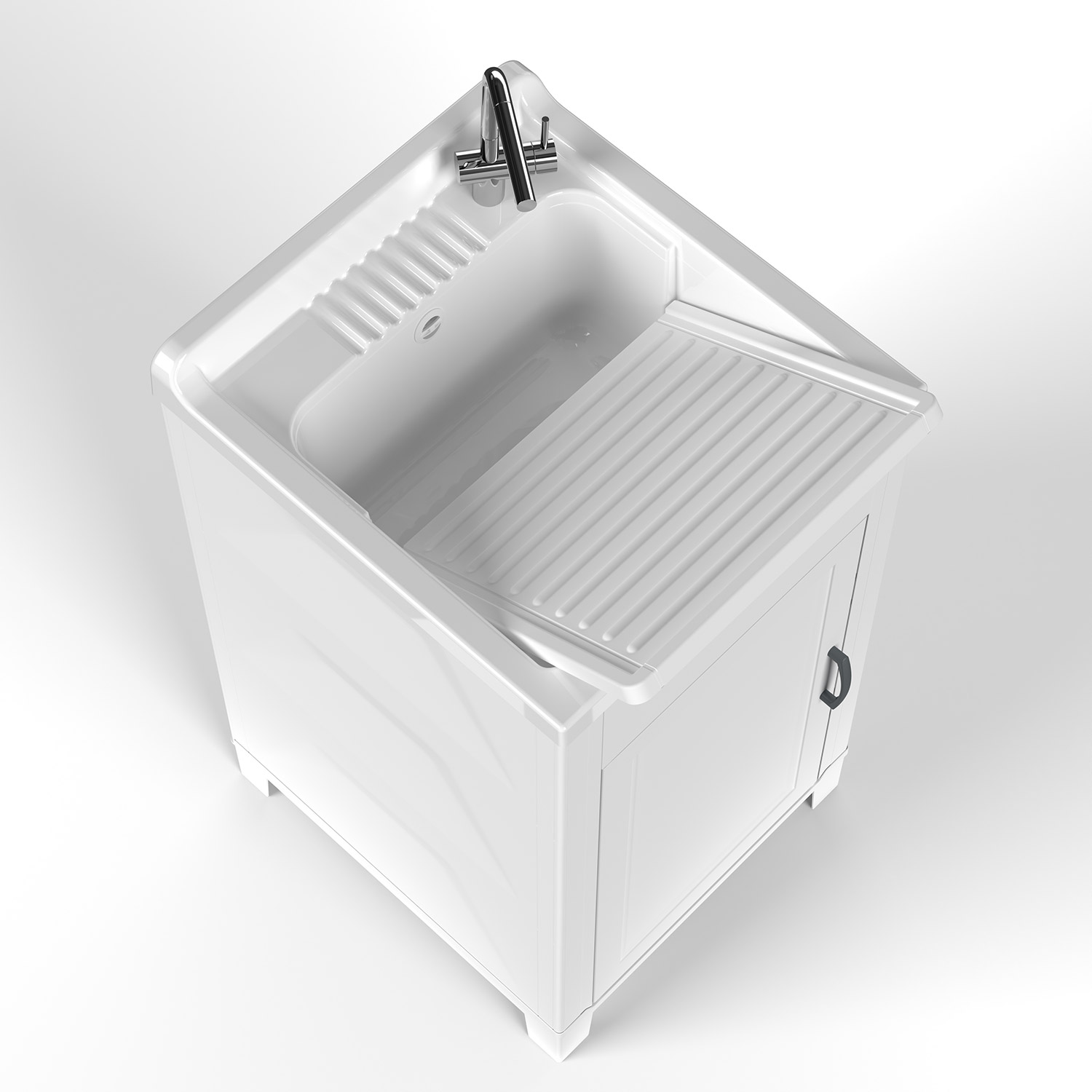 giordanoshop Mobile Lavatoio 45x50x85 cm 1 Anta in Resina Bianco...